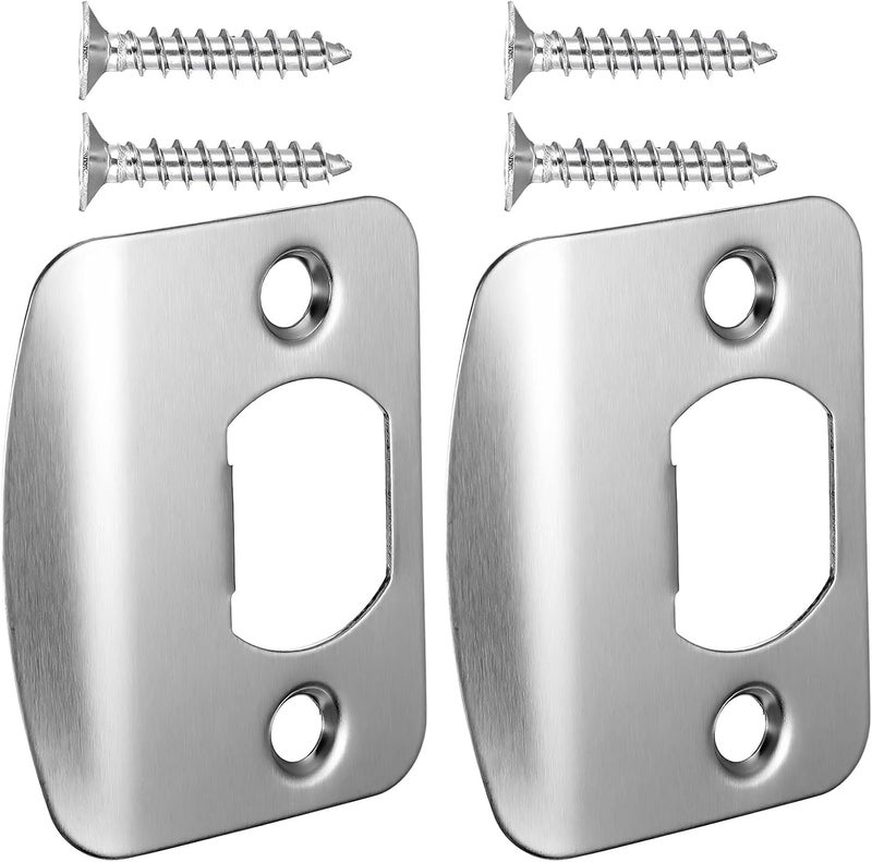 HaiFafafaing 2 Pack Door Strike Plate Deadbolt Strike Plate 2-1/4 Inch X 1-7/16 Inch Door Backplate Round Corner Strikes Plates for Interior Doors Home Office - Image 1